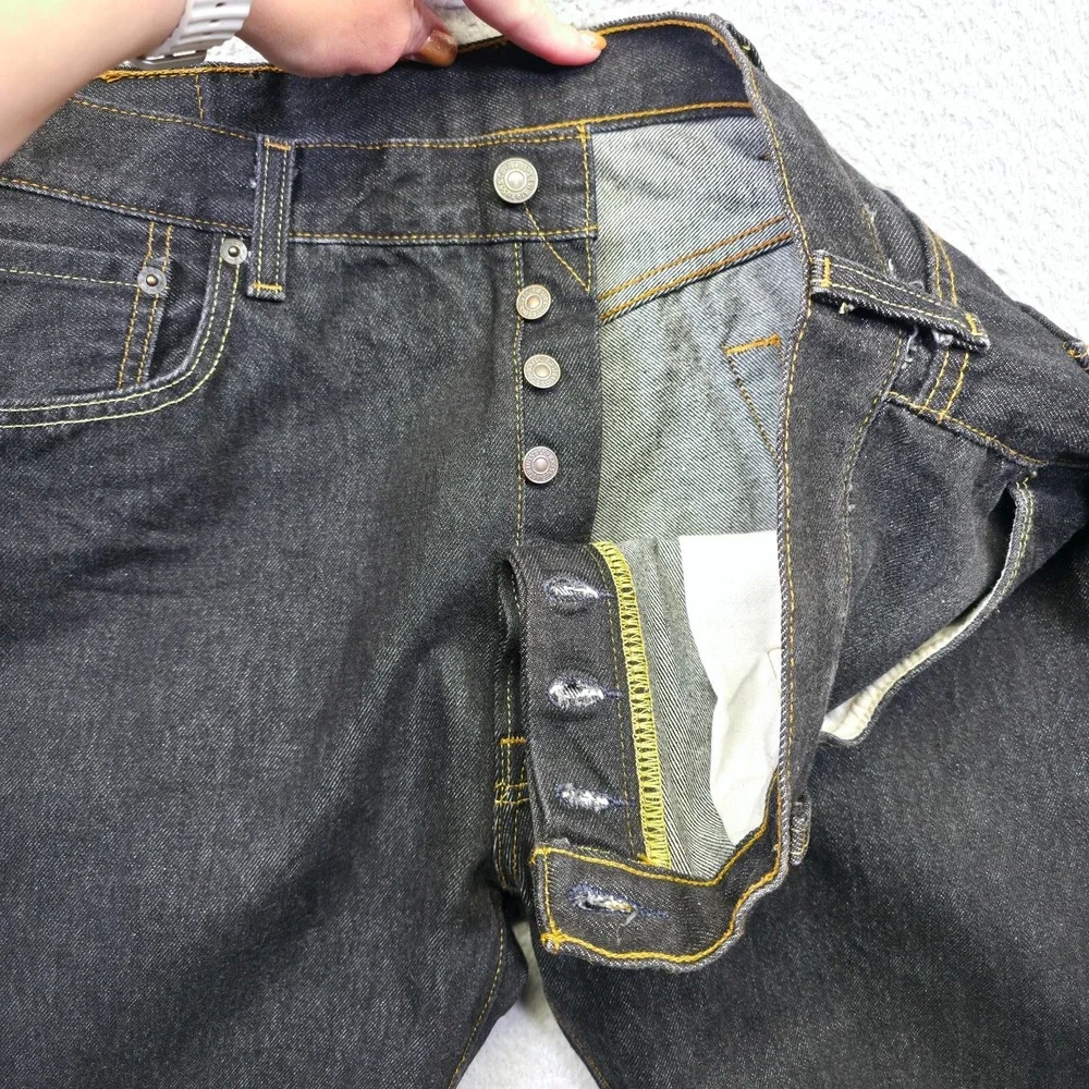 Levis 501 Jeans Mens 38x32‎ Black Straight Original Fit Button Fly Denim 36x28